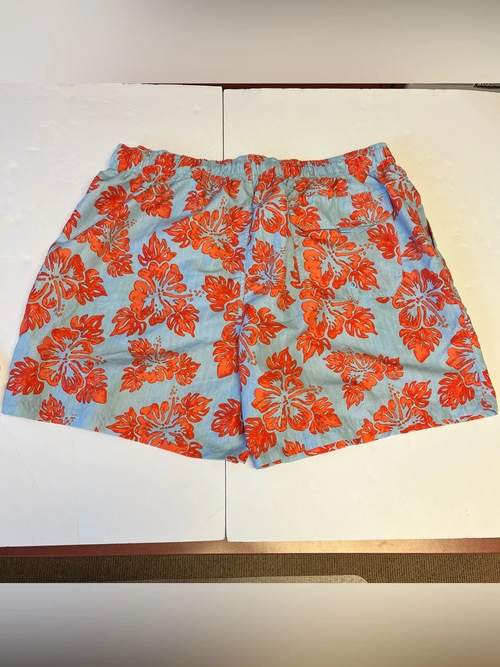 OP Ocean Pacific Men’s Swim Trunks XL Blue Coral Floral Hawaiian Beach